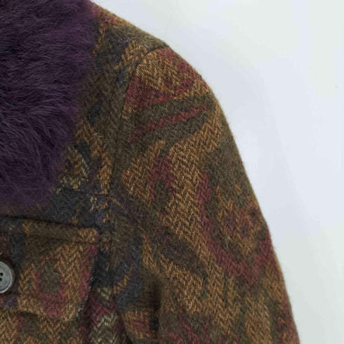 エトロ ETRO イタリア製 襟ファー ジャガードジャケット レディース  40
